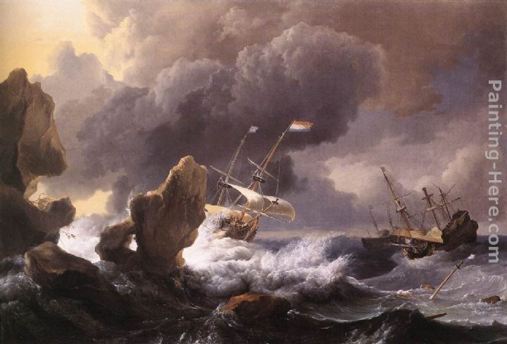 Ludolf Backhuysen Ships in Distress off a Rocky Coast